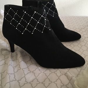 Sexy Black East 5th Heeled Boots w/ Rhinestones